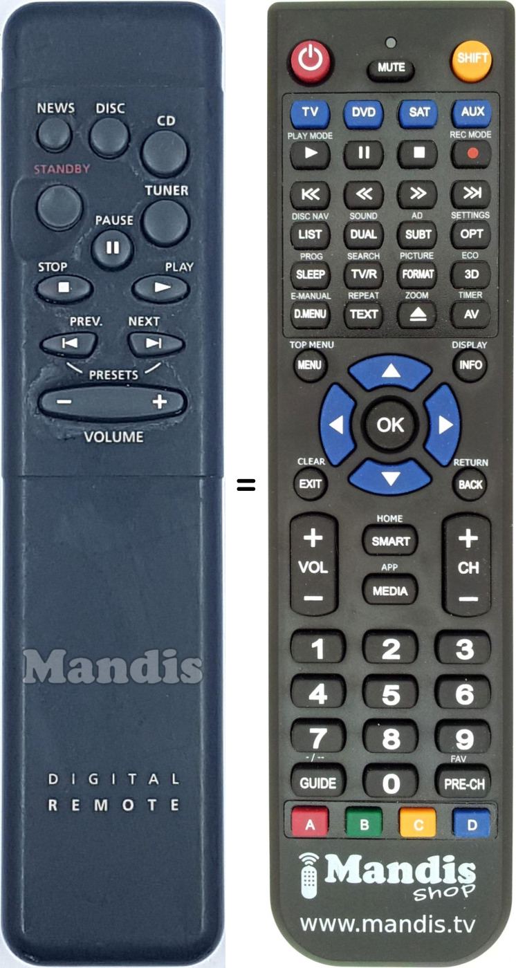 Télécommande équivalente 313914850212