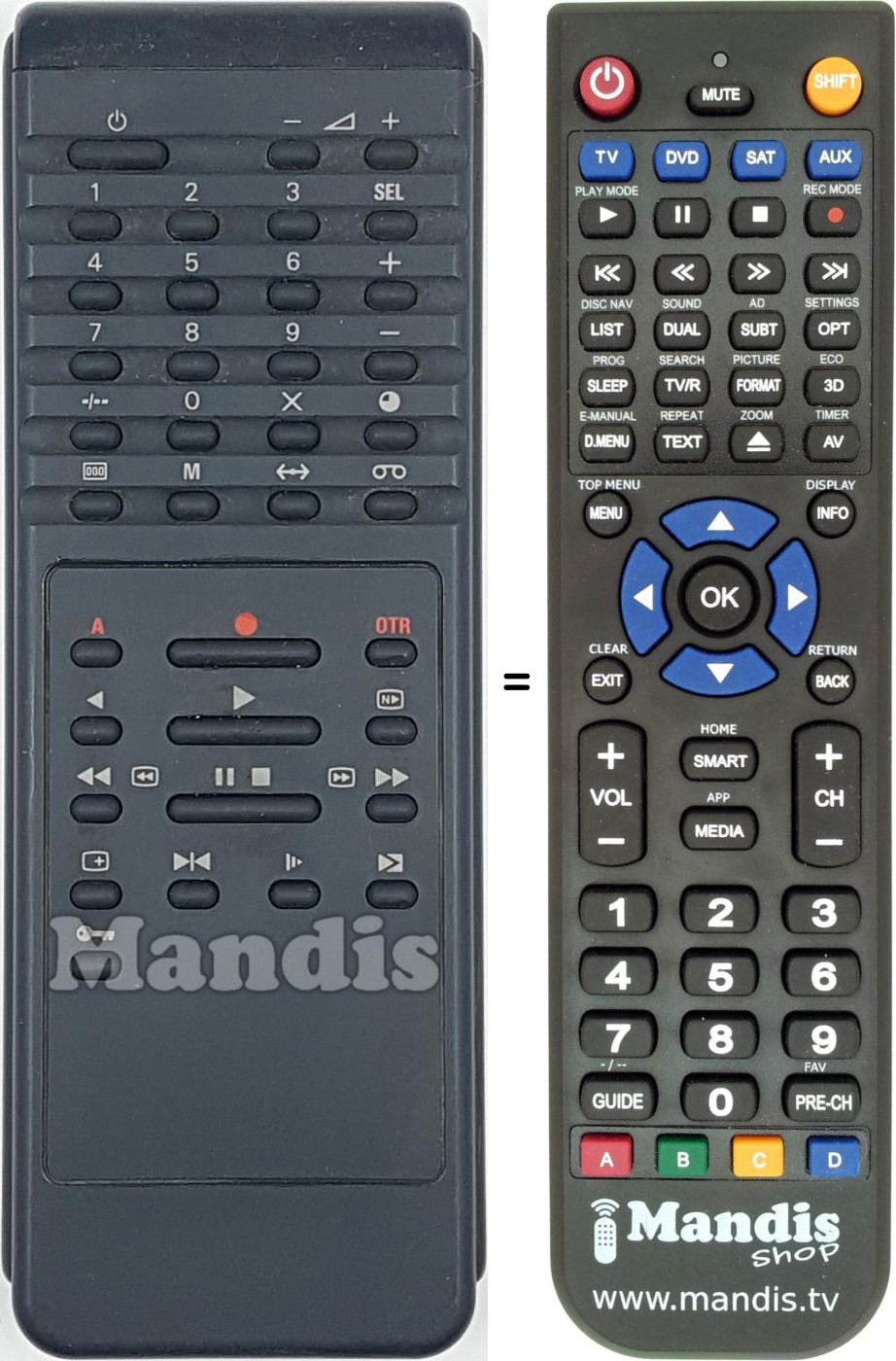 Télécommande équivalente 862266102701