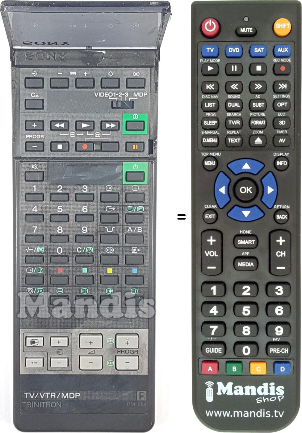 Télécommande équivalente A1673001A