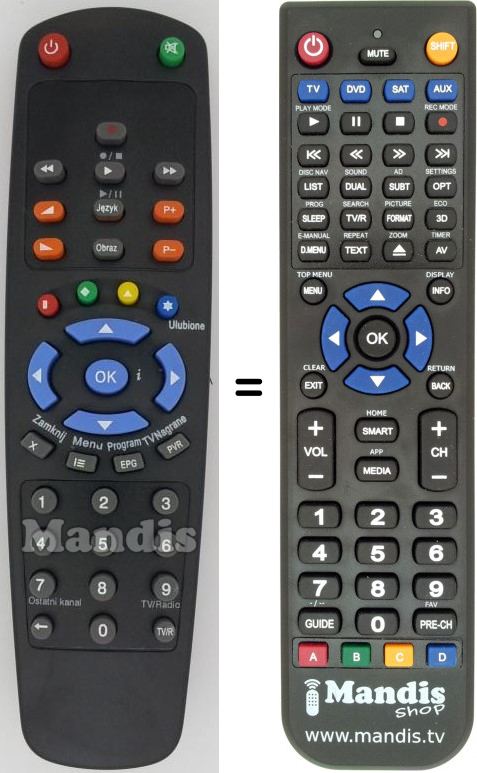 Télécommande équivalente HD-5000