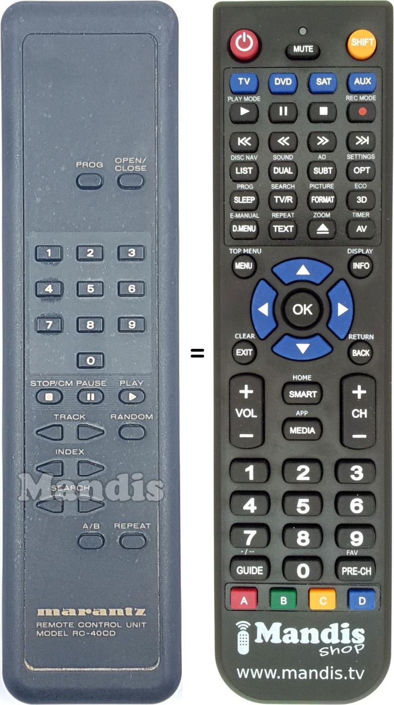 Télécommande équivalente RC40CD