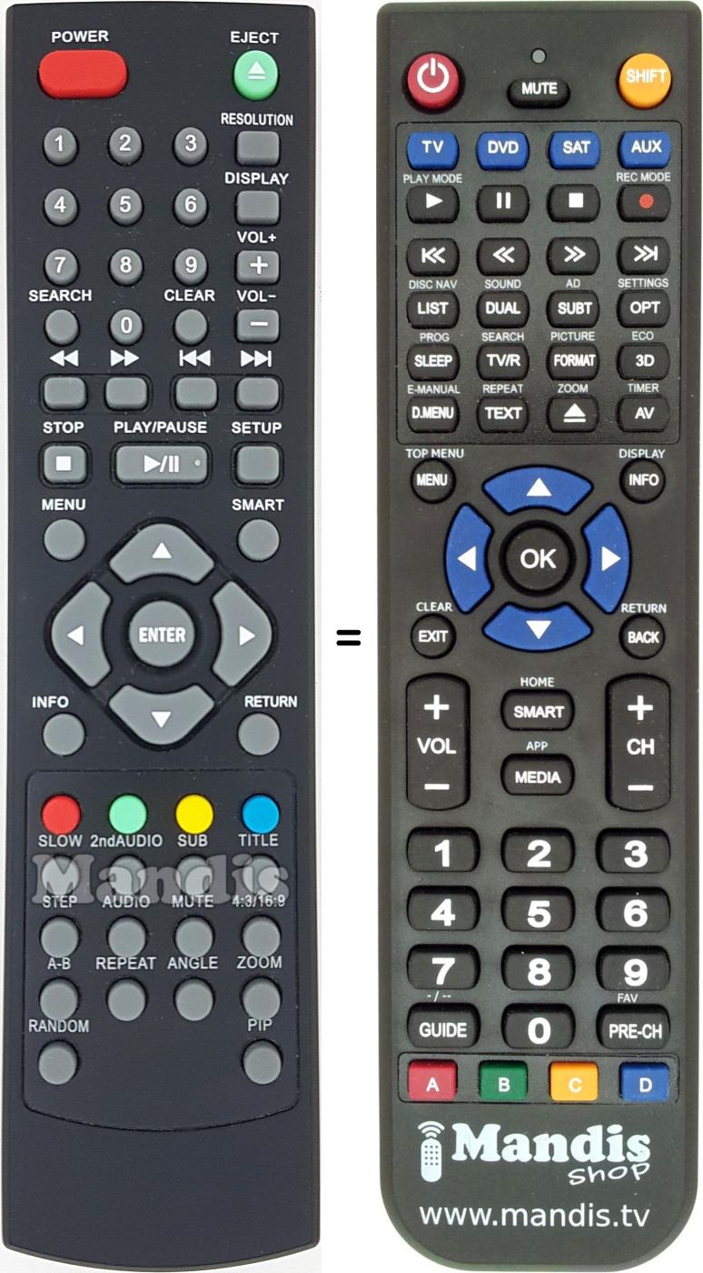 Télécommande équivalente REMCON1634