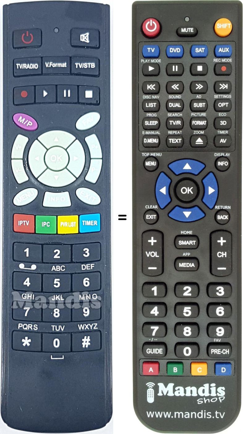 Télécommande équivalente REMCON1665