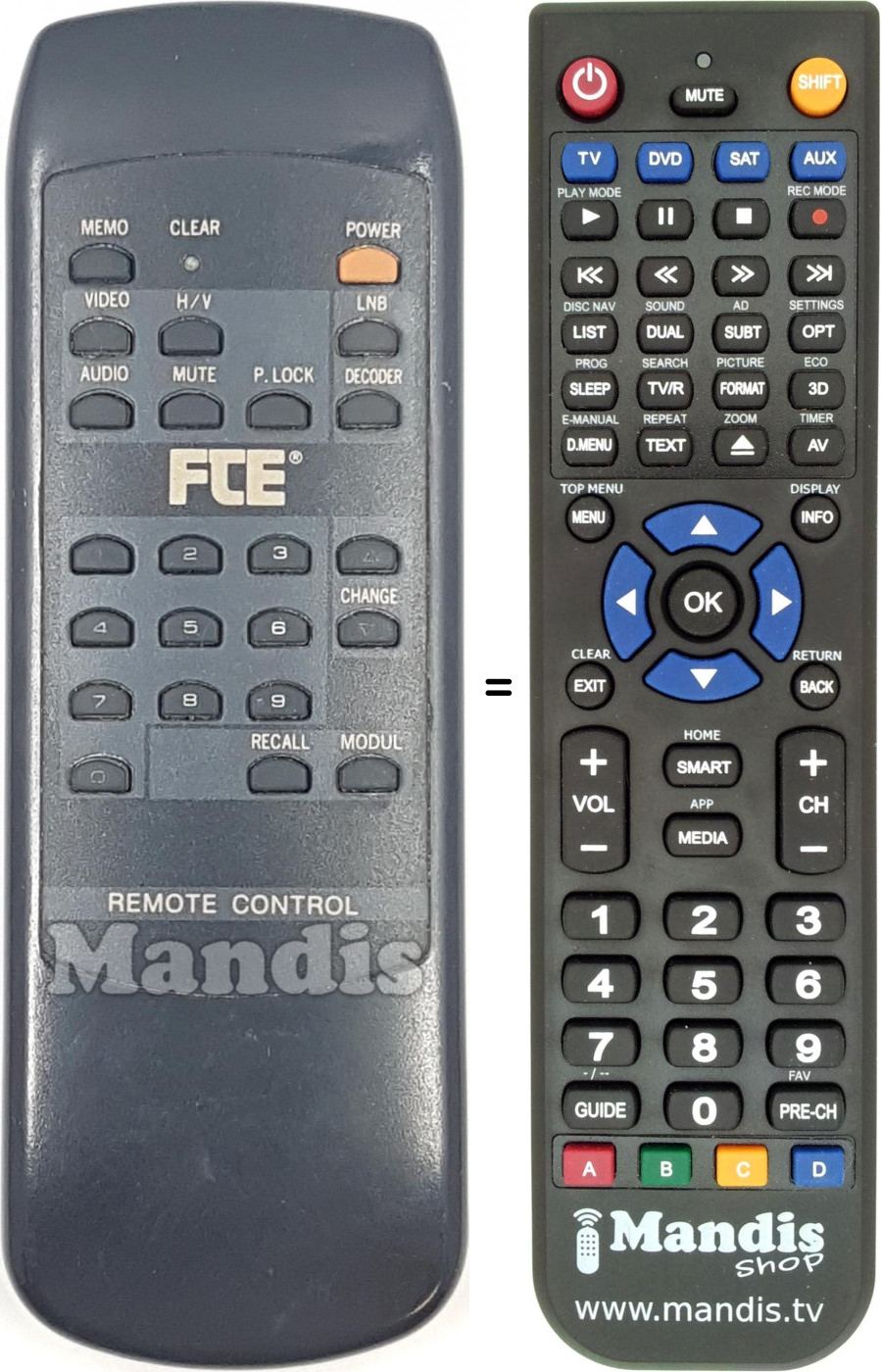 Télécommande équivalente REMCON1713