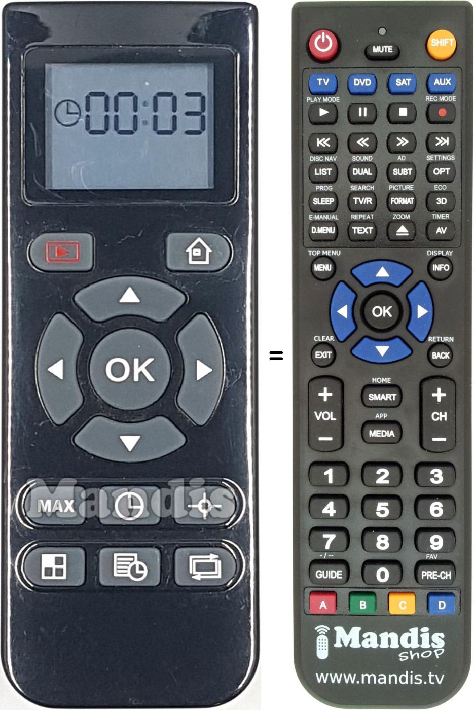 Télécommande équivalente REMCON1818