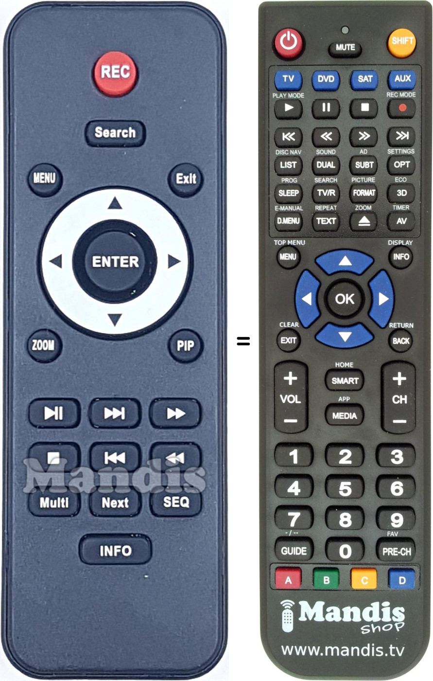 Télécommande équivalente REMCON1829