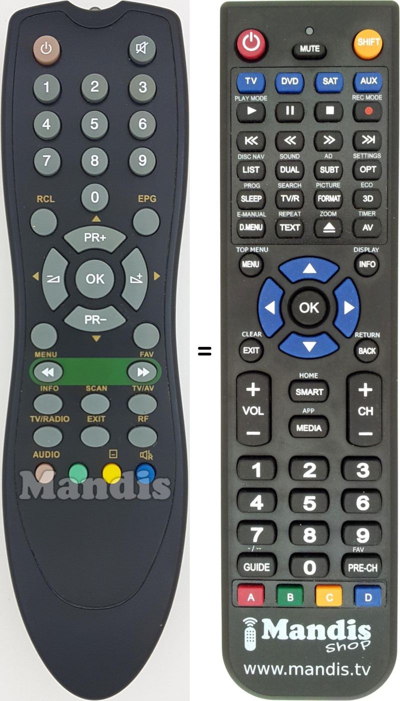 Télécommande équivalente RENCOM1610
