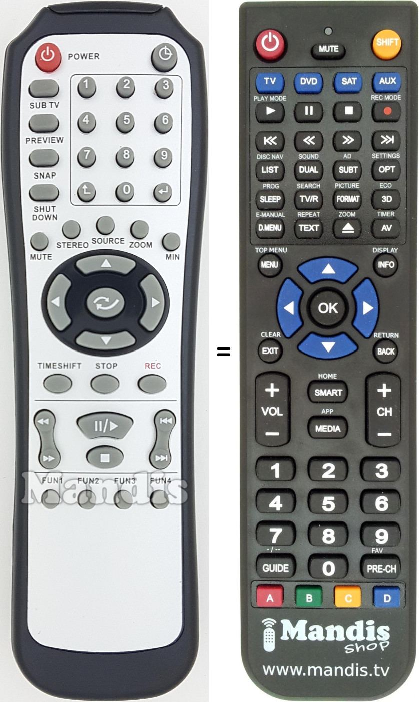 Télécommande équivalente REMCON1649