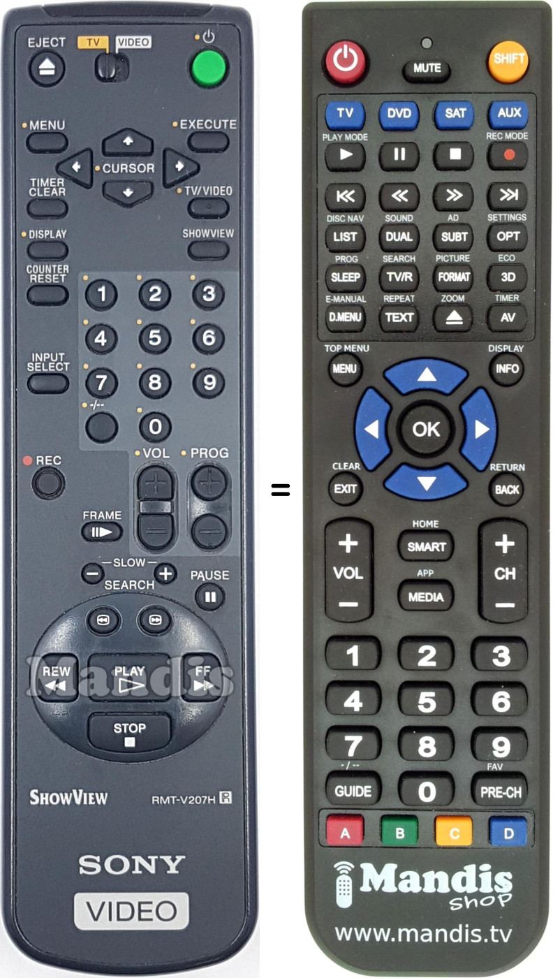 Télécommande équivalente RMT-V207H