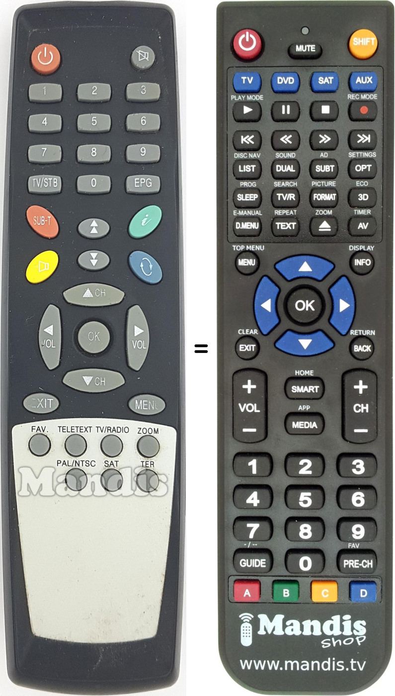 Télécommande équivalente UNK001