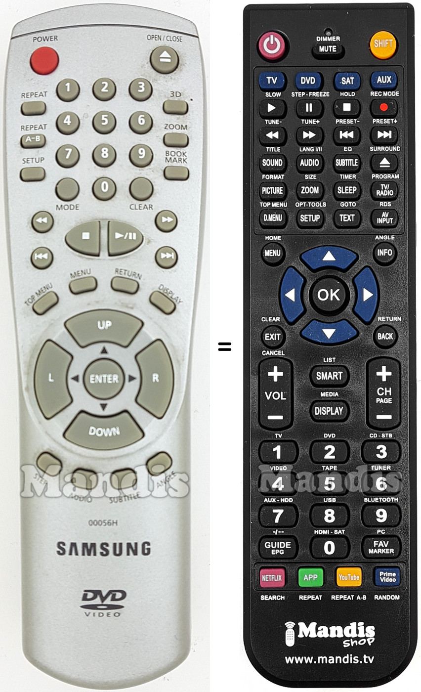 Télécommande équivalente Samsung 00056H