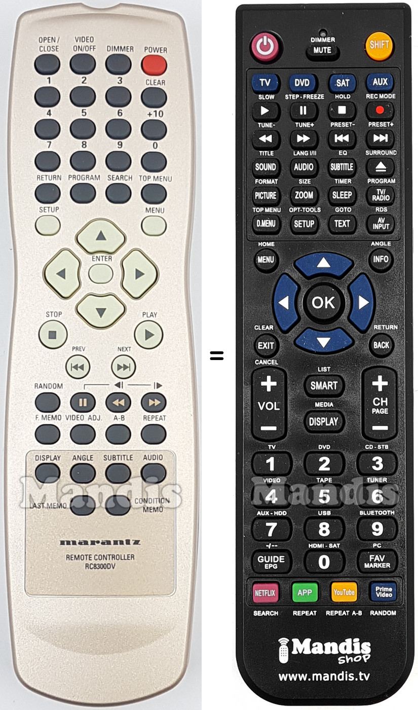 Télécommande équivalente Marantz RC8300DV