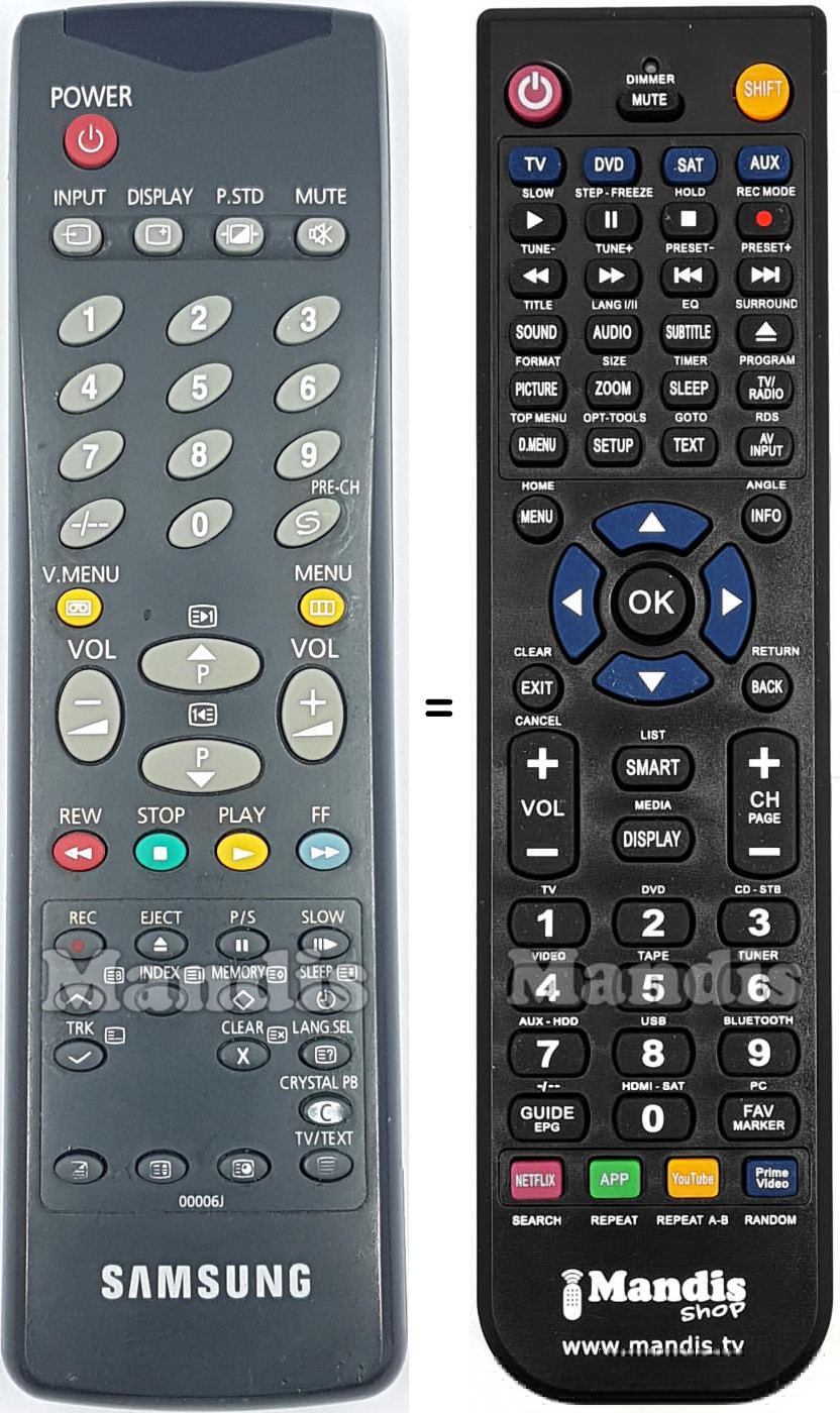 T&eacute;l&eacute;commande &eacute;quivalente 00006 J