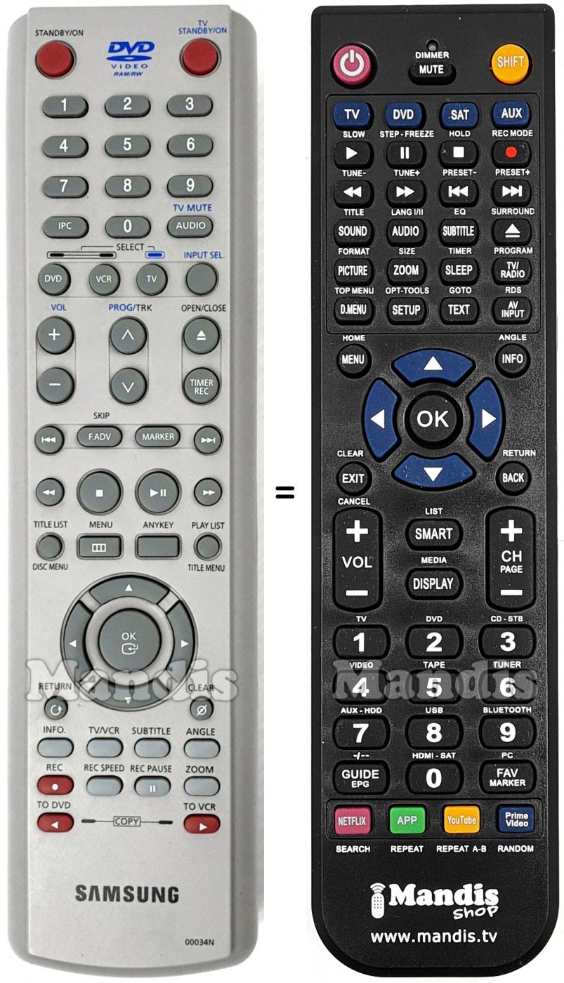 Télécommande équivalente Samsung AK5900034N