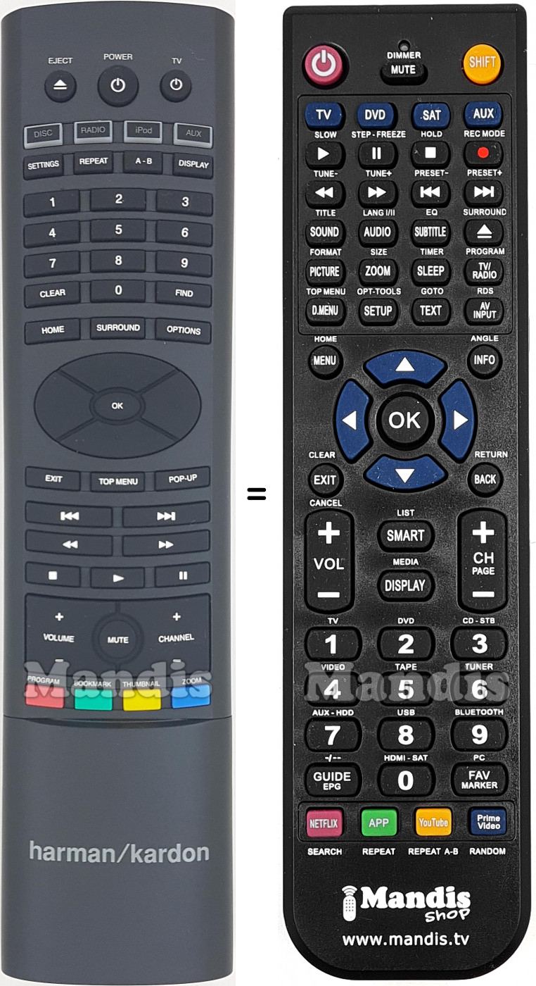 Télécommande équivalente HARMAN KARDON 06RB76A00X