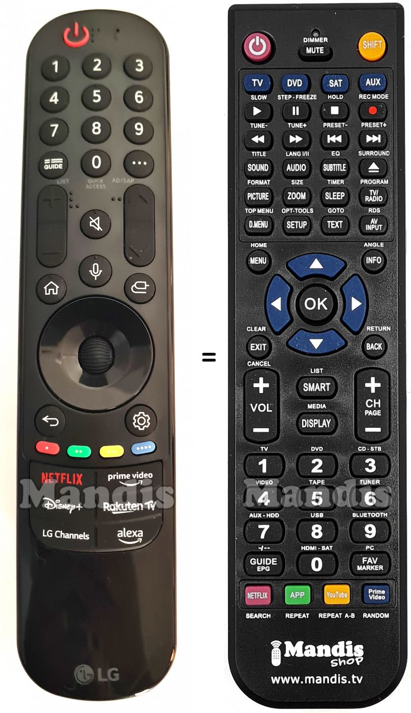 Télécommande équivalente LG AKB76045003