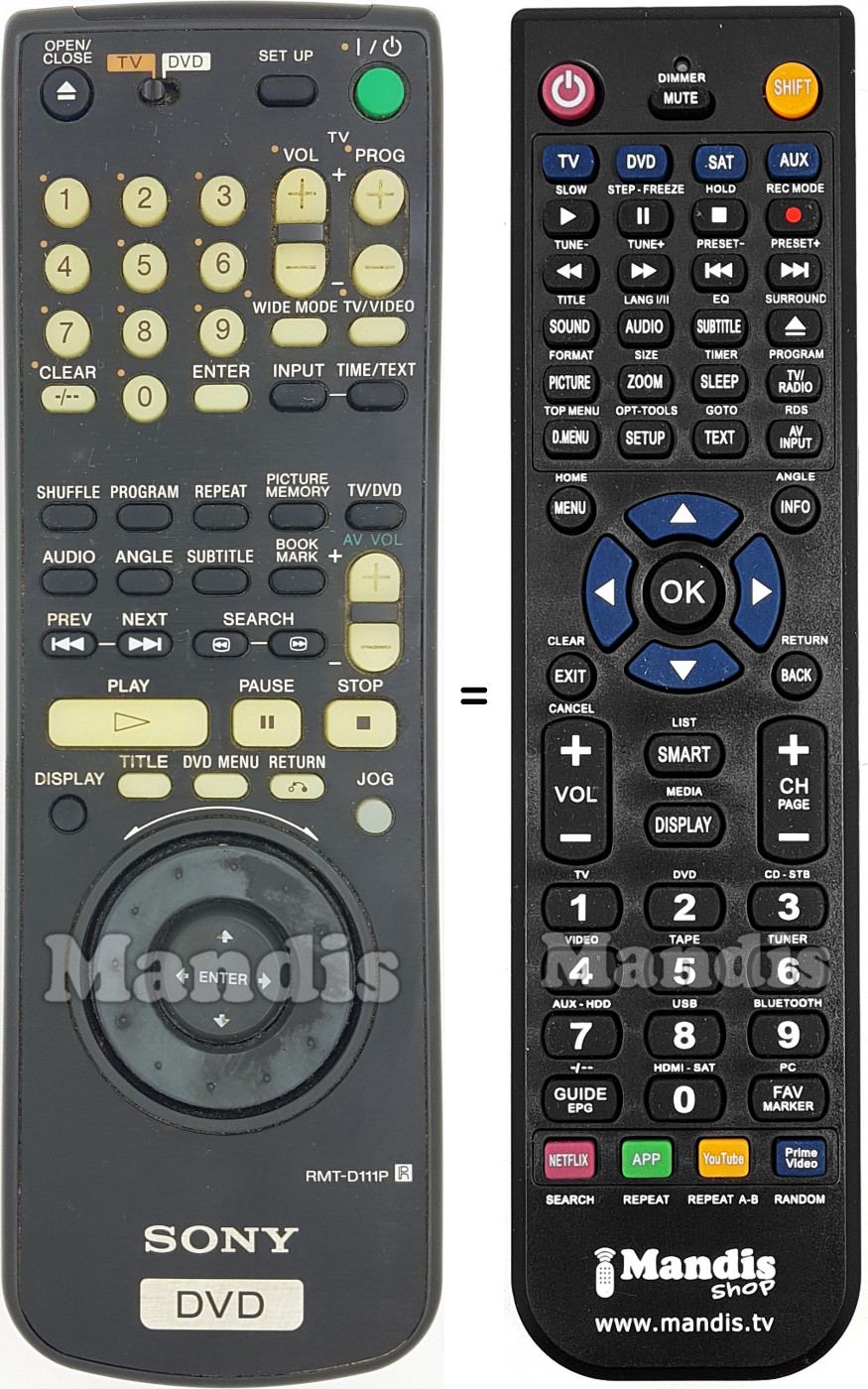 Télécommande équivalente Sony RMT-D111P