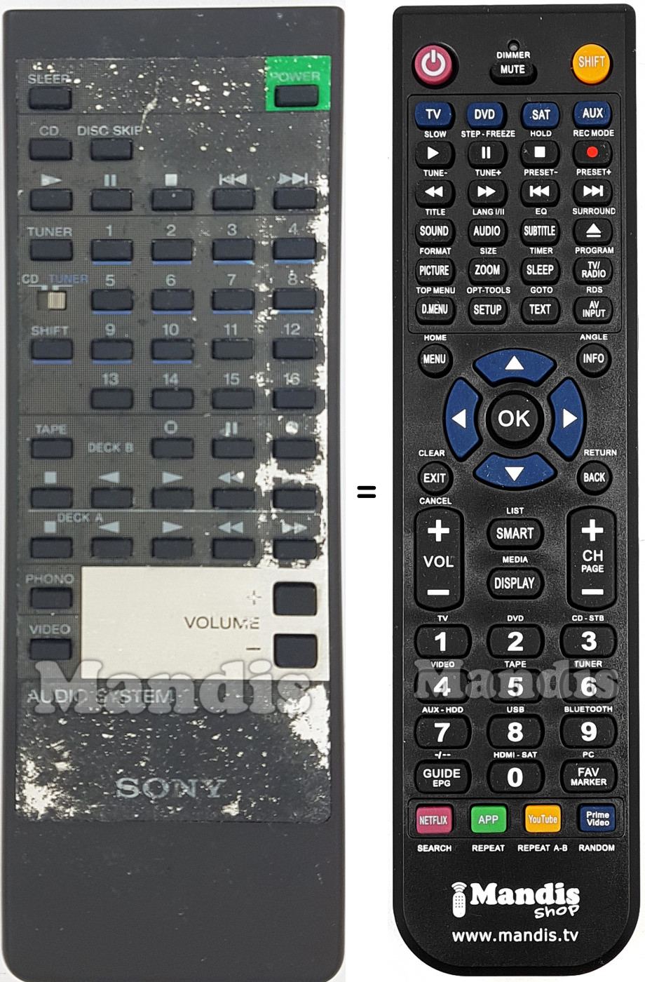 Télécommande équivalente Sony 146545511