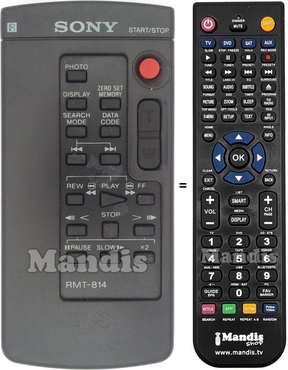 T&eacute;l&eacute;commande &eacute;quivalente Sony RMT-814