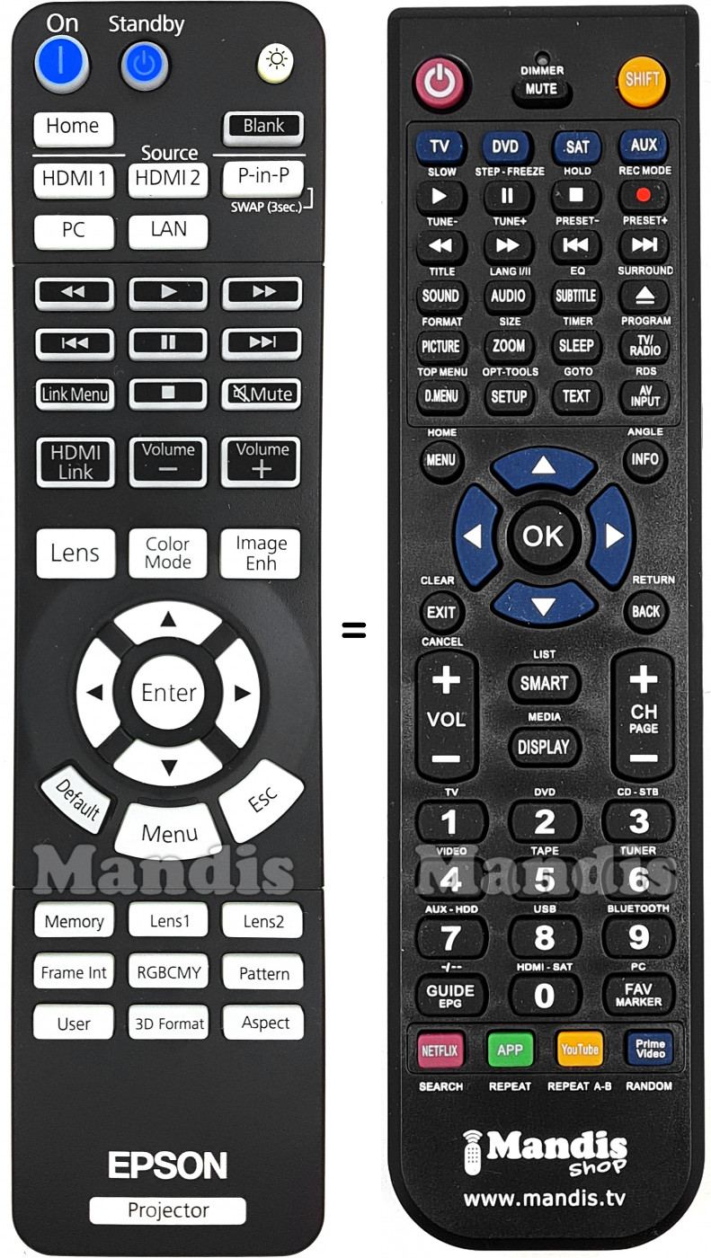 Télécommande équivalente Epson 1656526