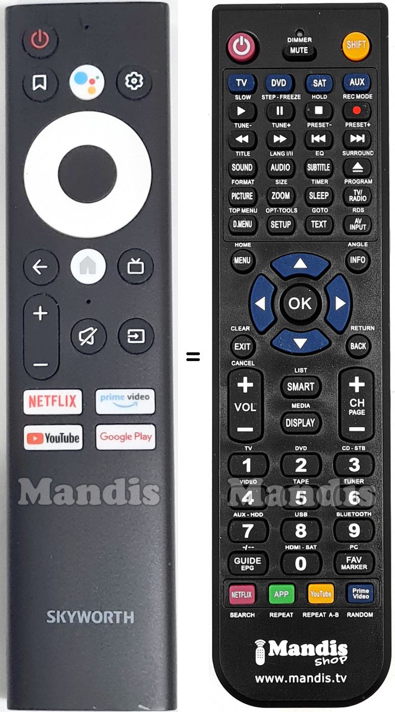 Télécommande équivalente Skyworth 32STD6500