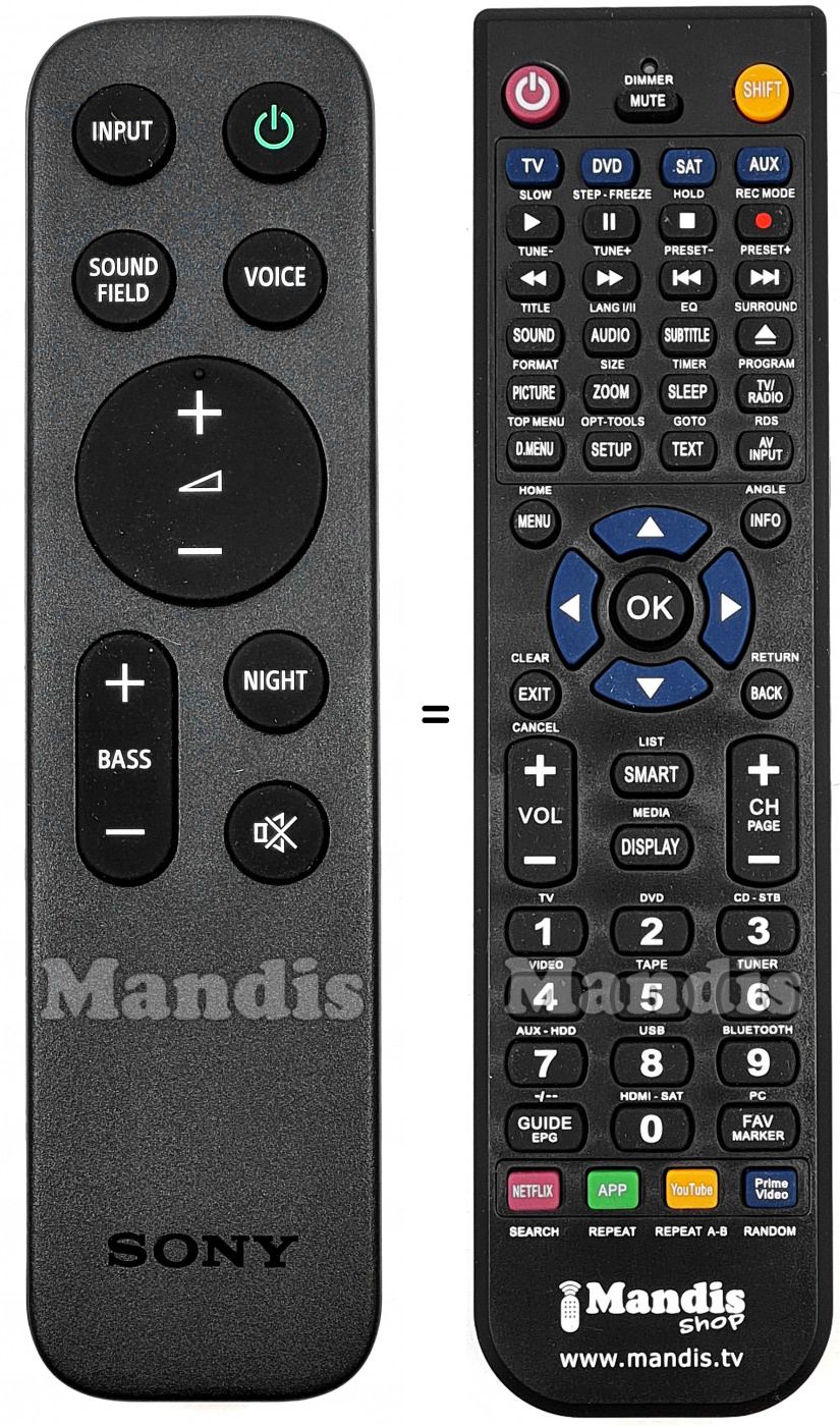 Télécommande équivalente Sony RMT-AH513U