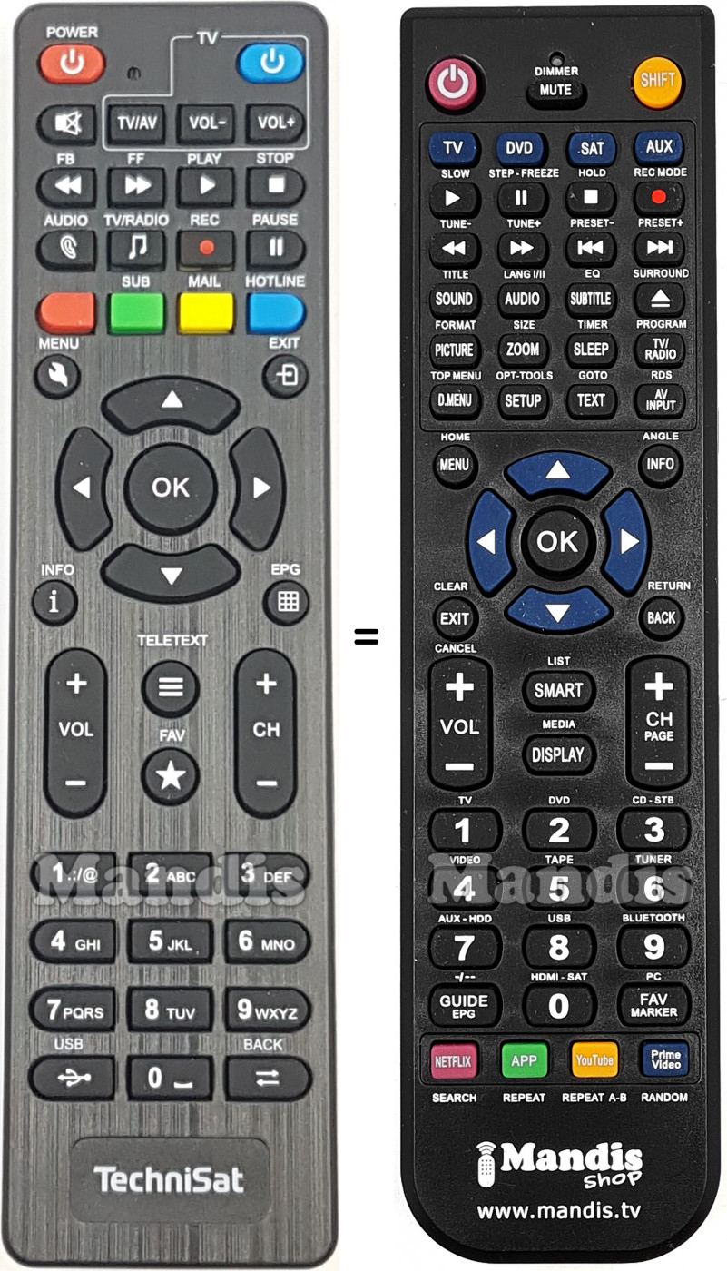 Télécommande équivalente Technisat 2534830000100