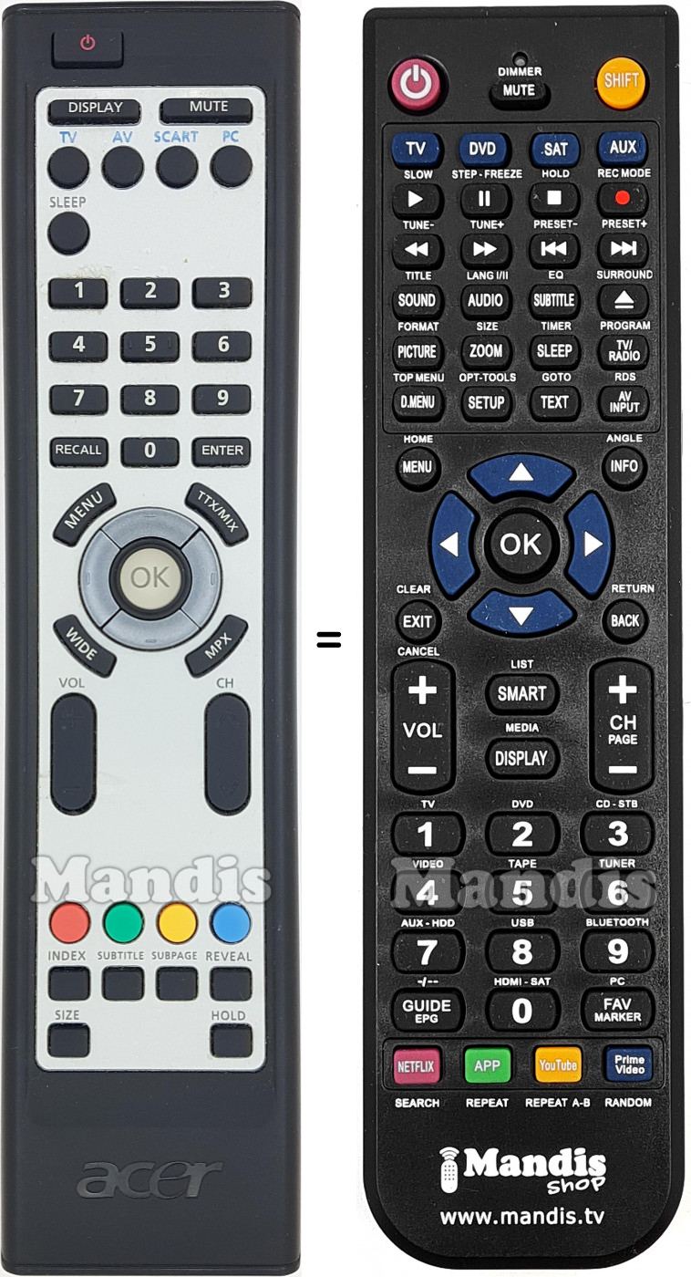 Télécommande équivalente Acer 25M25V7001