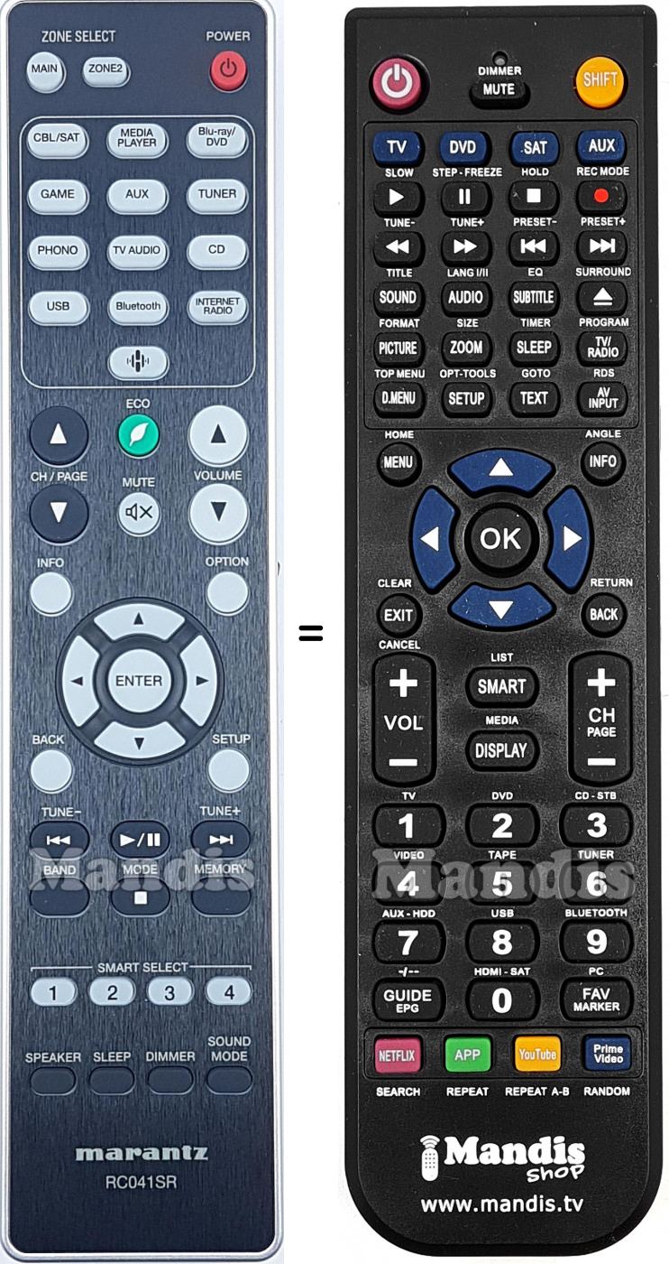 Télécommande équivalente Marantz RC041SR