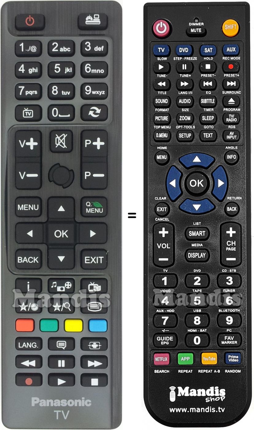 Télécommande équivalente Panasonic RC48127