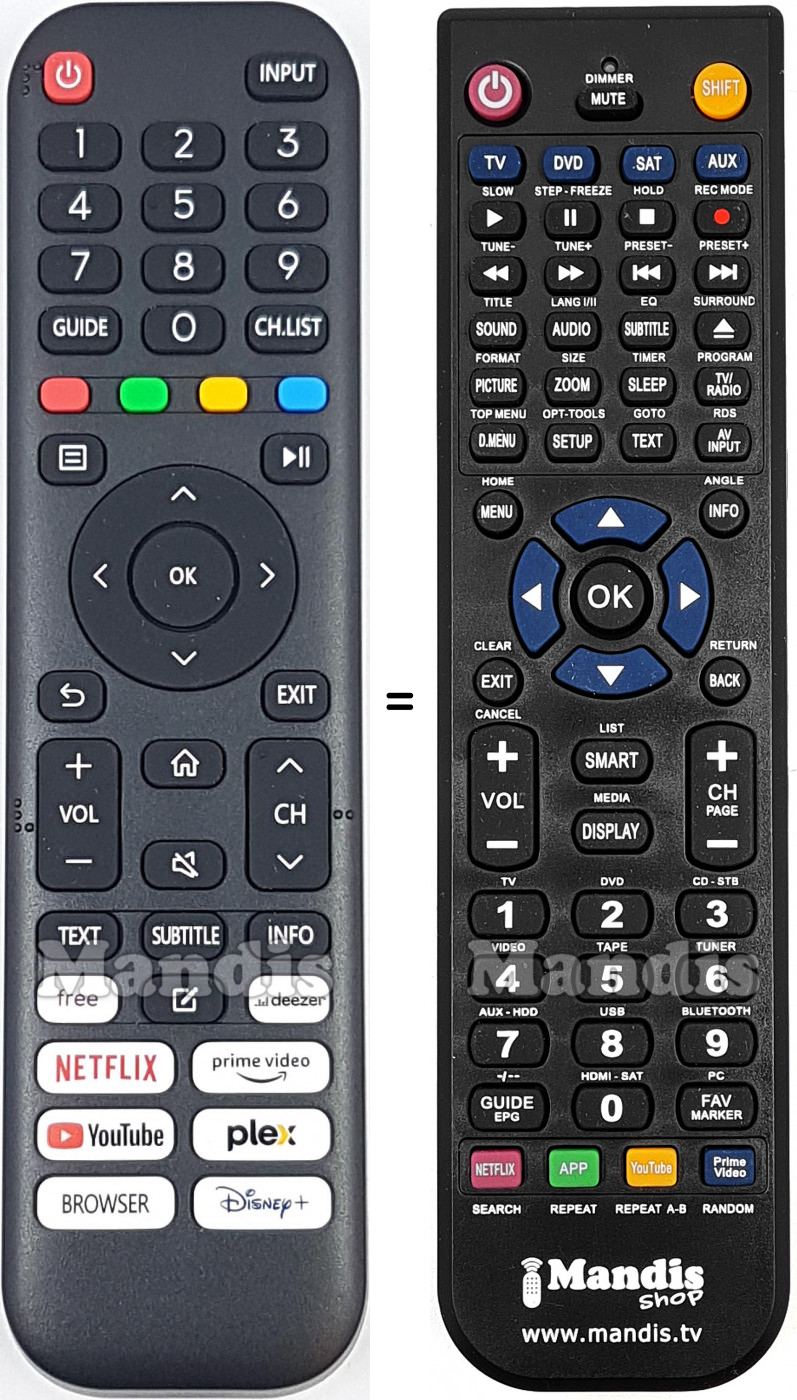 Télécommande équivalente JVC RC45250