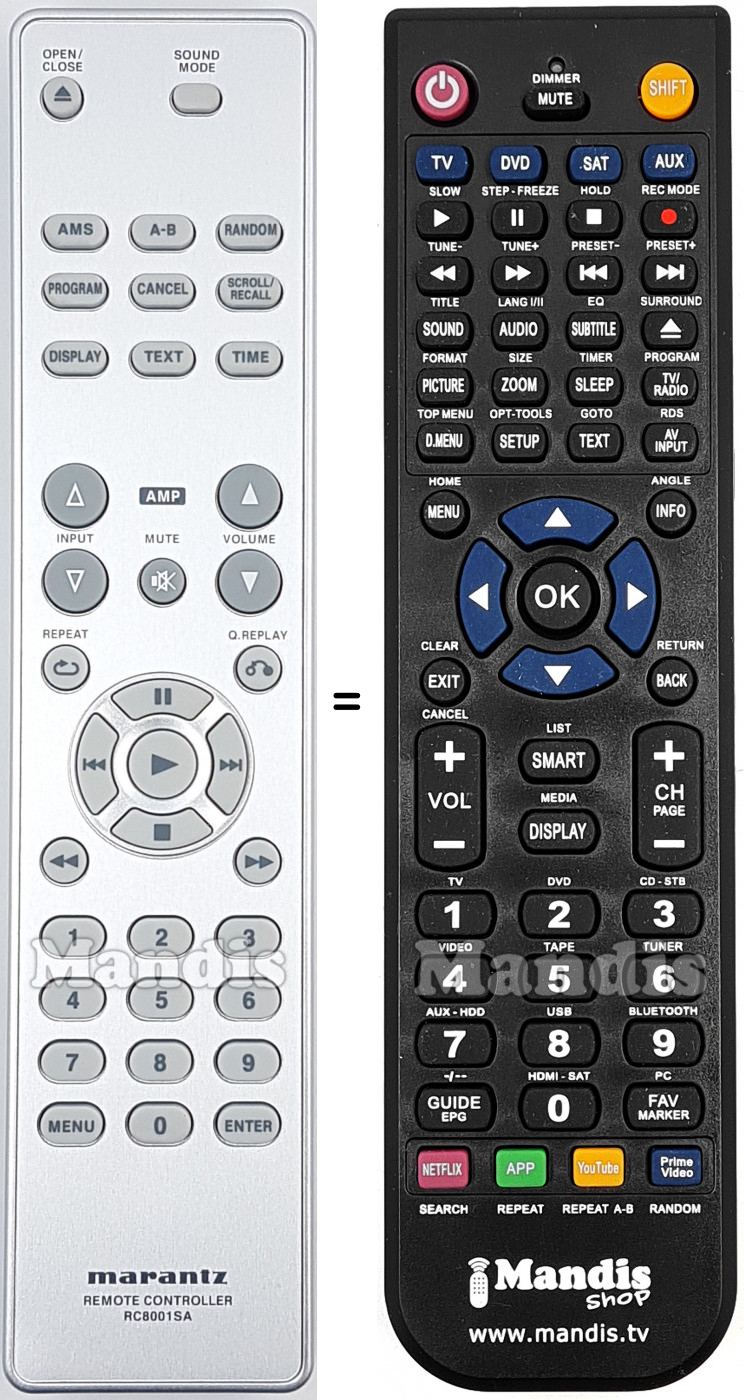 Télécommande équivalente RC8001SA