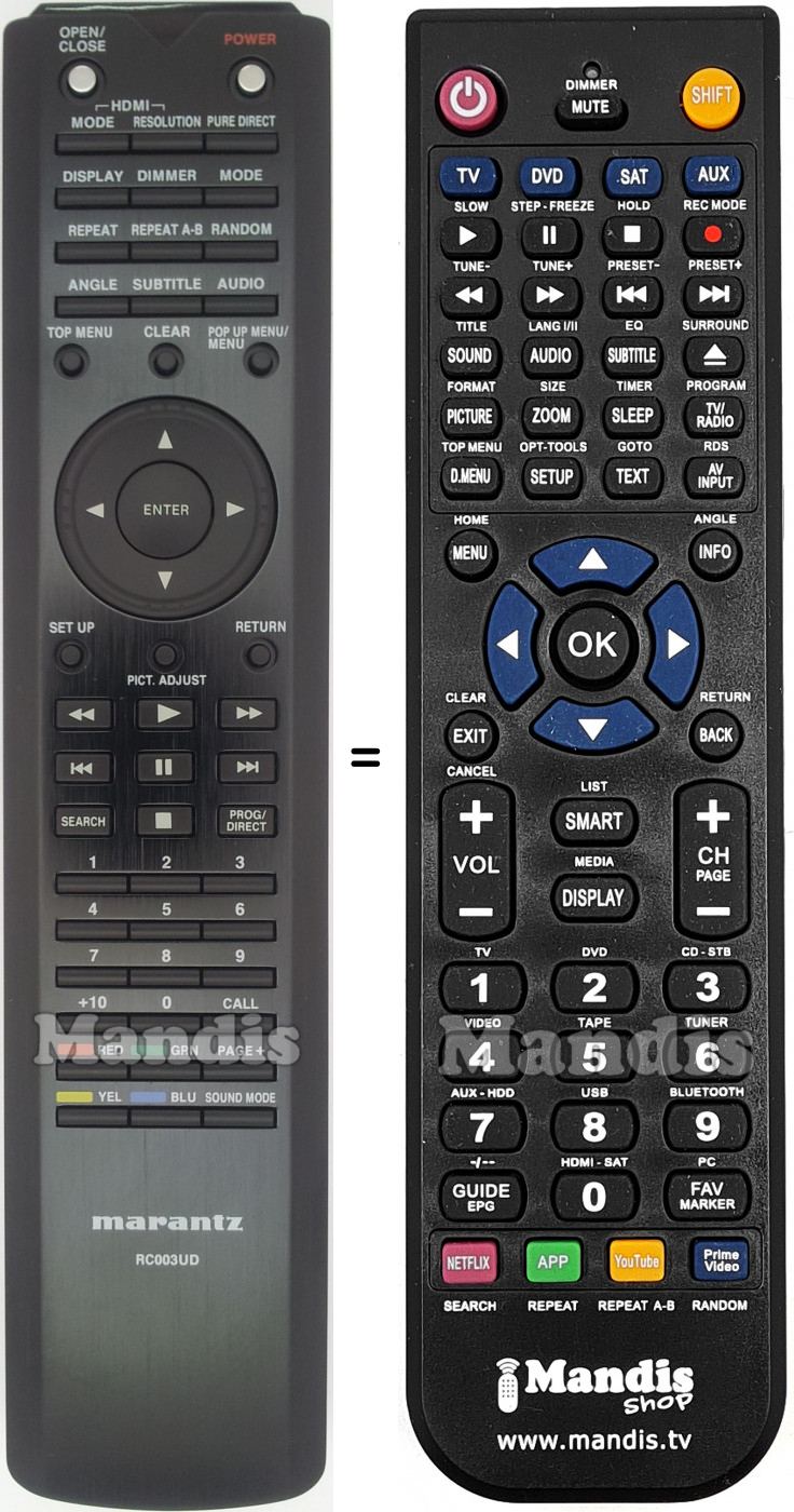 Télécommande équivalente Marantz RC003UD