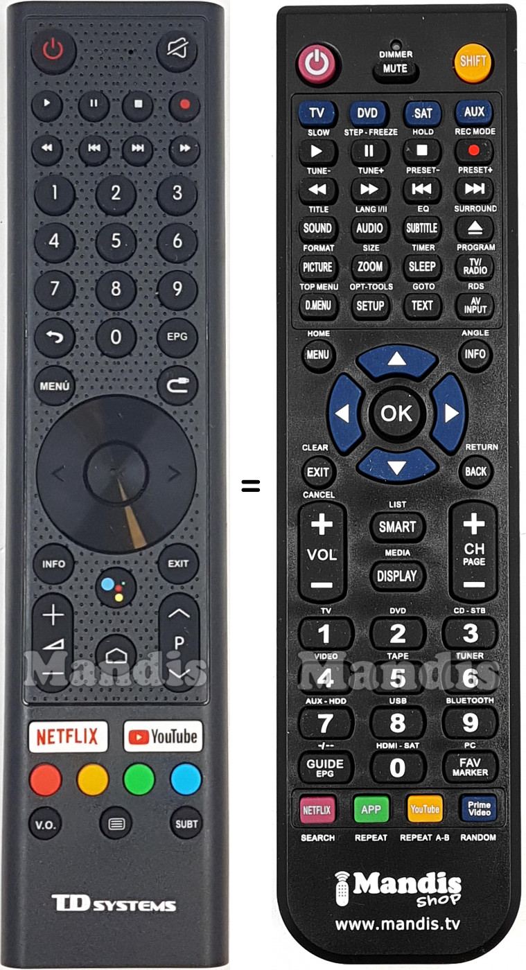 Télécommande équivalente TD Systems 30604611CXTDS004
