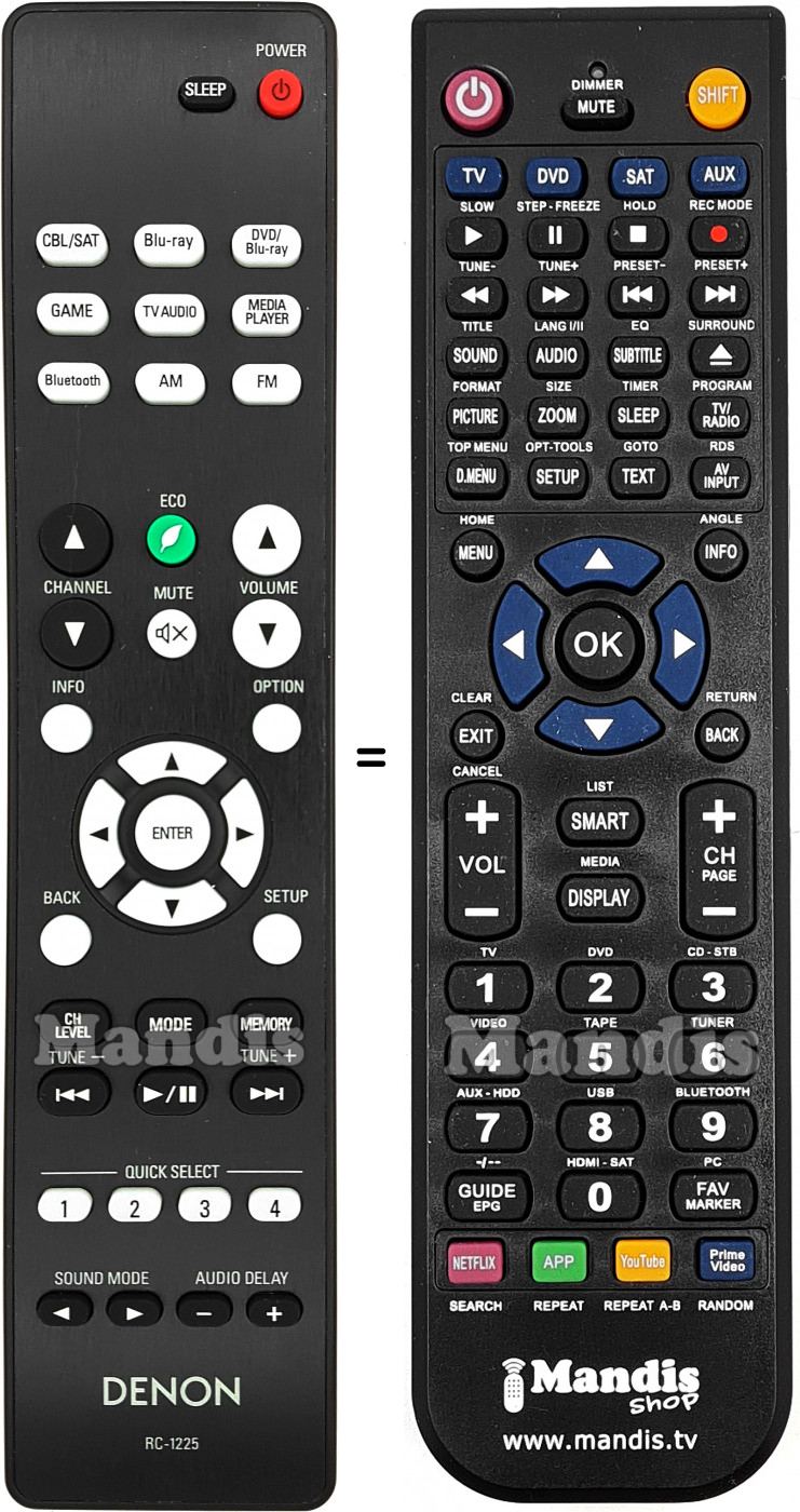 T&eacute;l&eacute;commande &eacute;quivalente Denon RC-1225