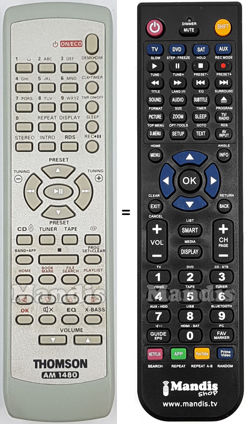 Télécommande équivalente Thomson AM1480