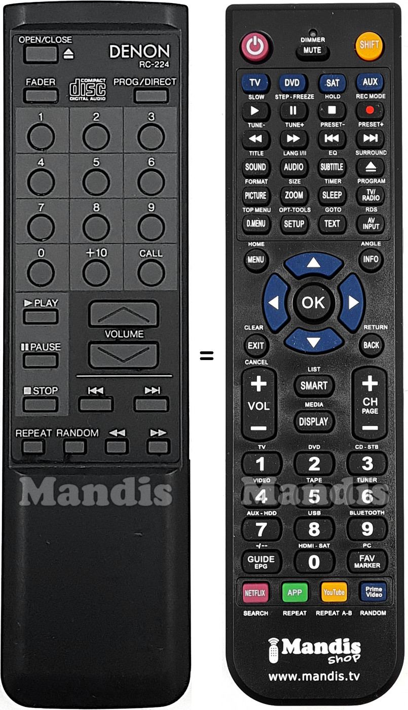 Télécommande équivalente Denon RC-224