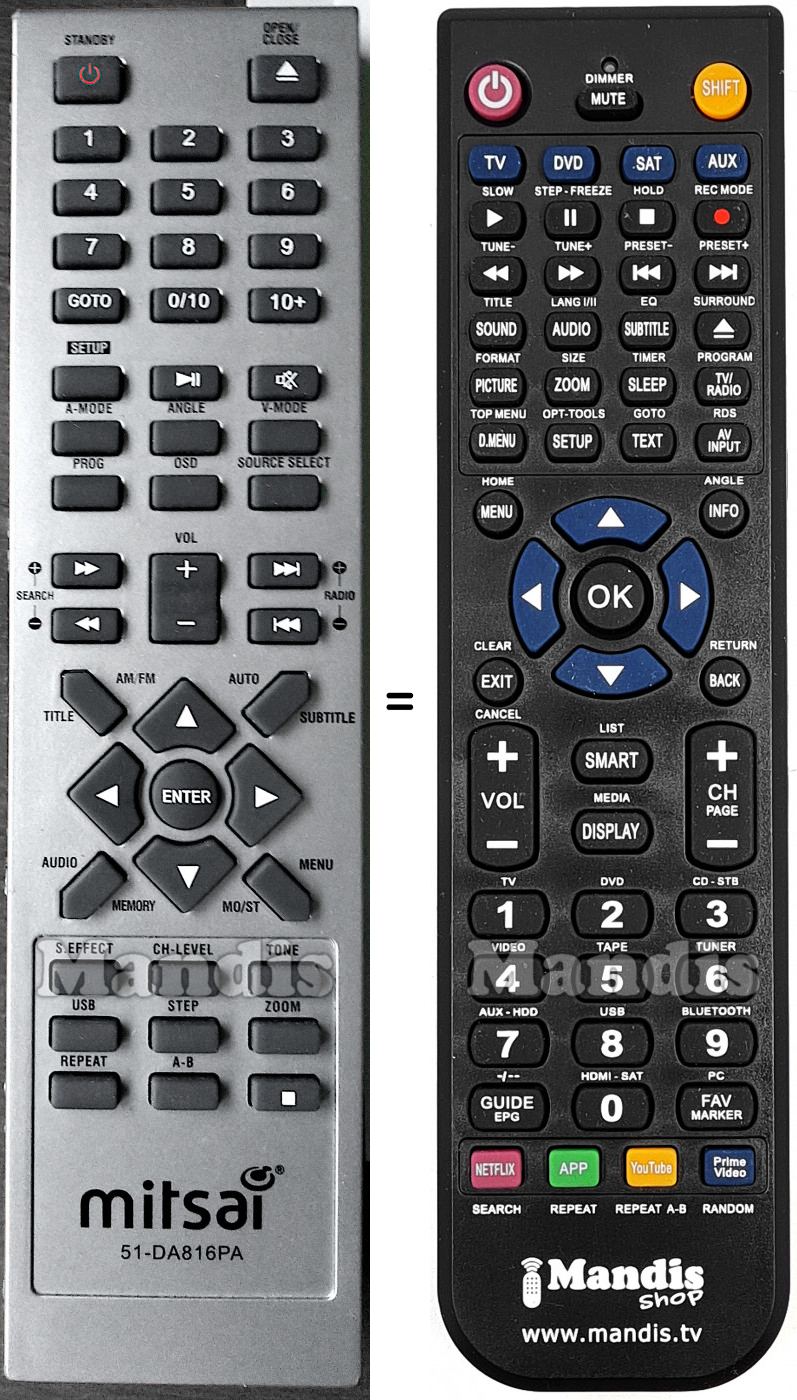 Télécommande équivalente 51-DA816PA