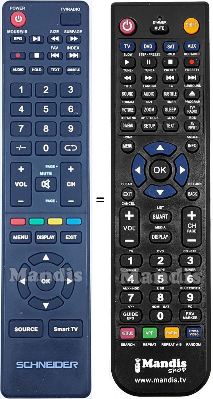Télécommande équivalente SCHNEIDER 55SSCU712K