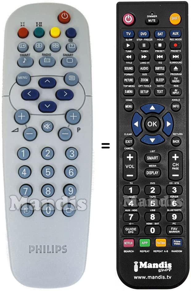 Télécommande équivalente Philips RCLE 011