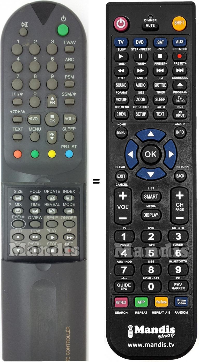Télécommande équivalente LG 6710V00009P