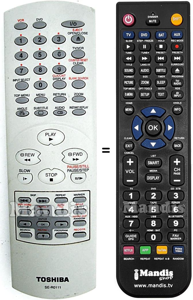 T&eacute;l&eacute;commande &eacute;quivalente Toshiba 6711R2N080E