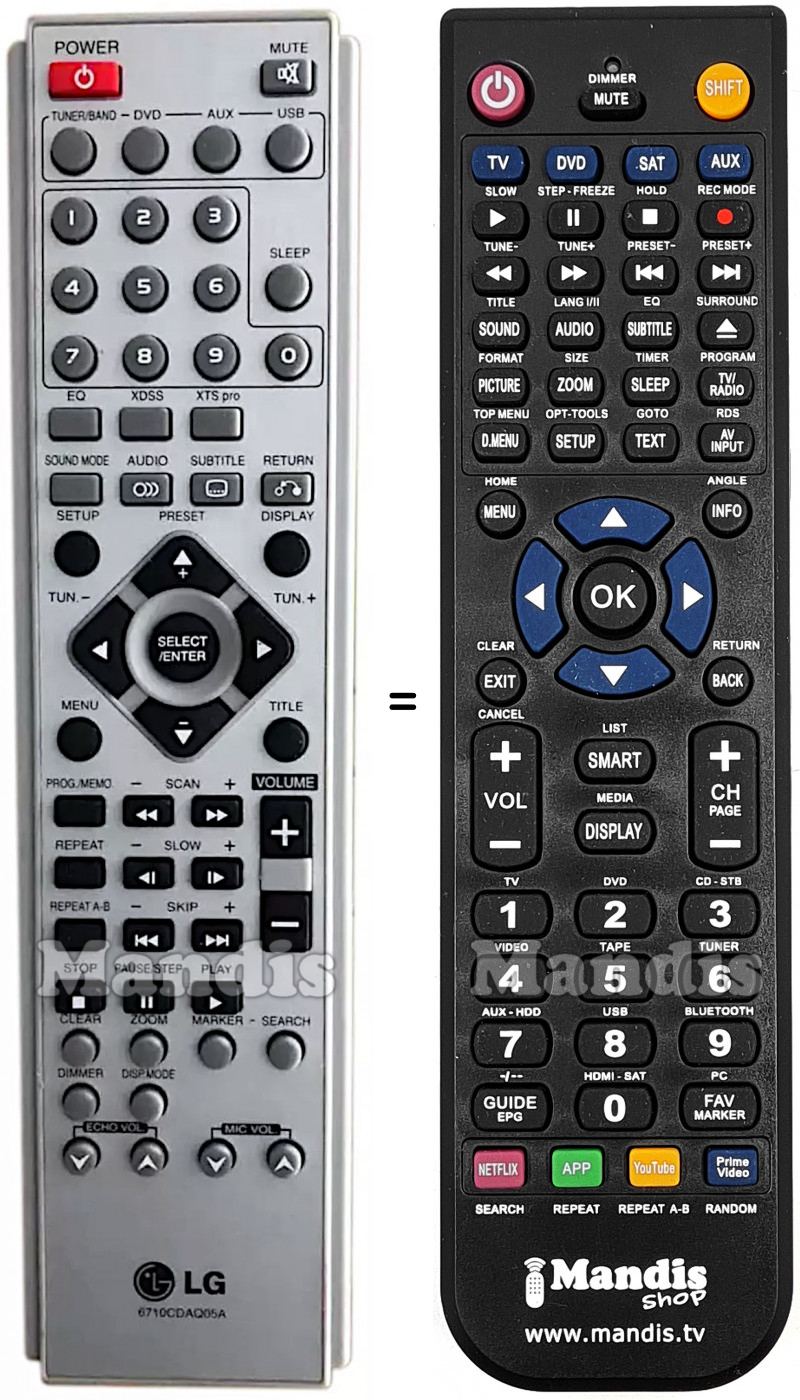 Télécommande équivalente LG 6710CDAQ05A