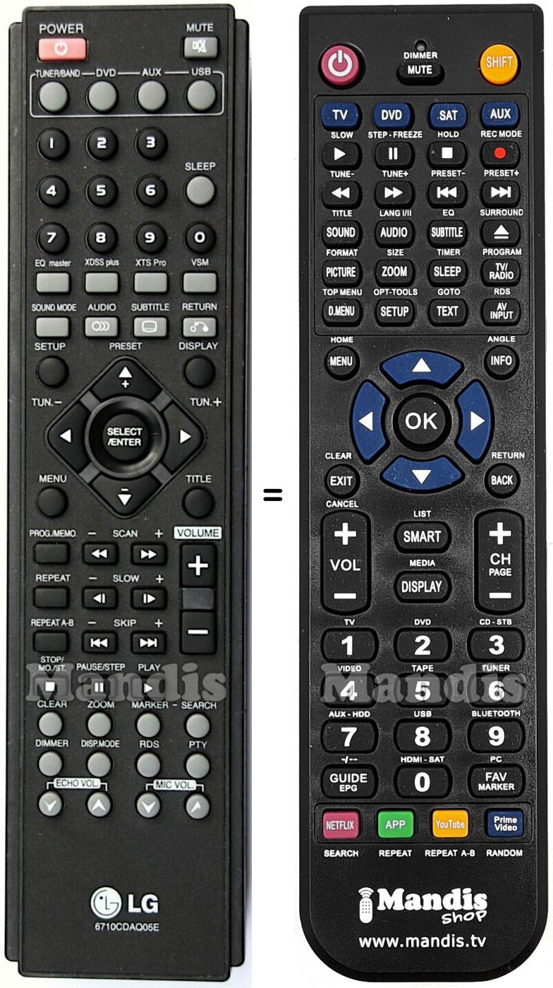 Télécommande équivalente LG 6710CDAQ05E
