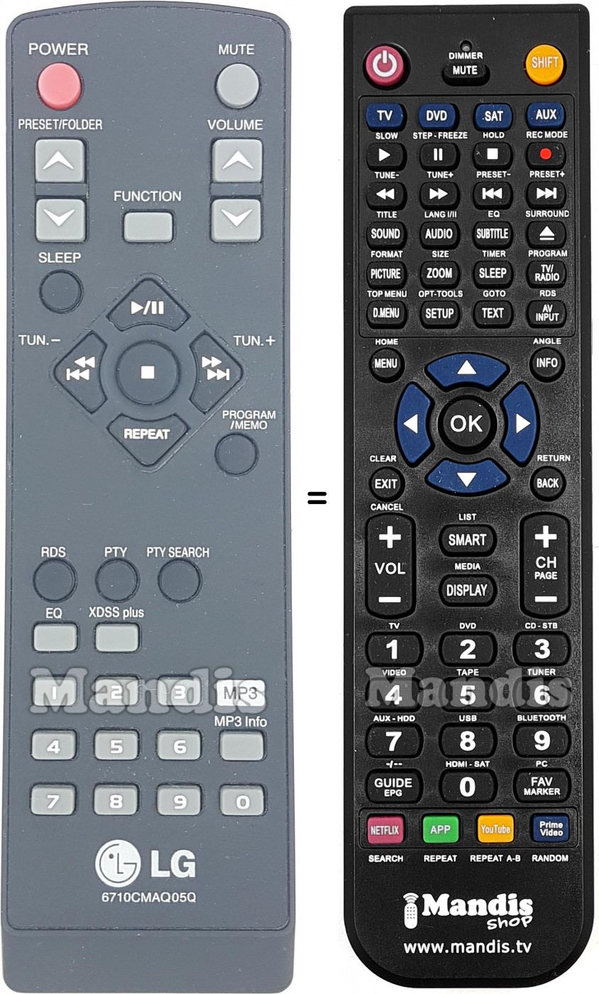 Télécommande équivalente LG 6710CMAQ05Q