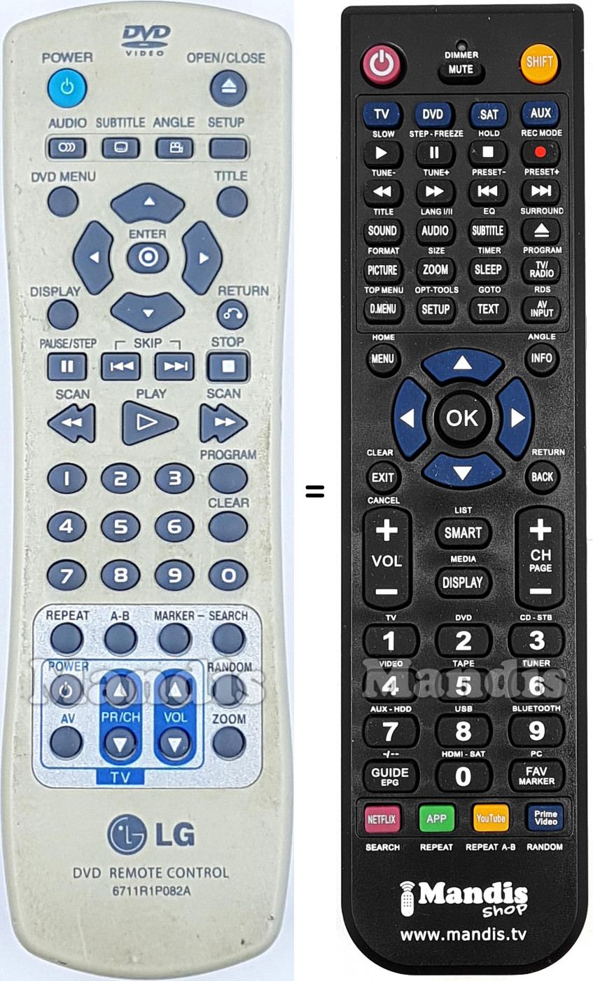 Télécommande équivalente LG 6711R1P082A