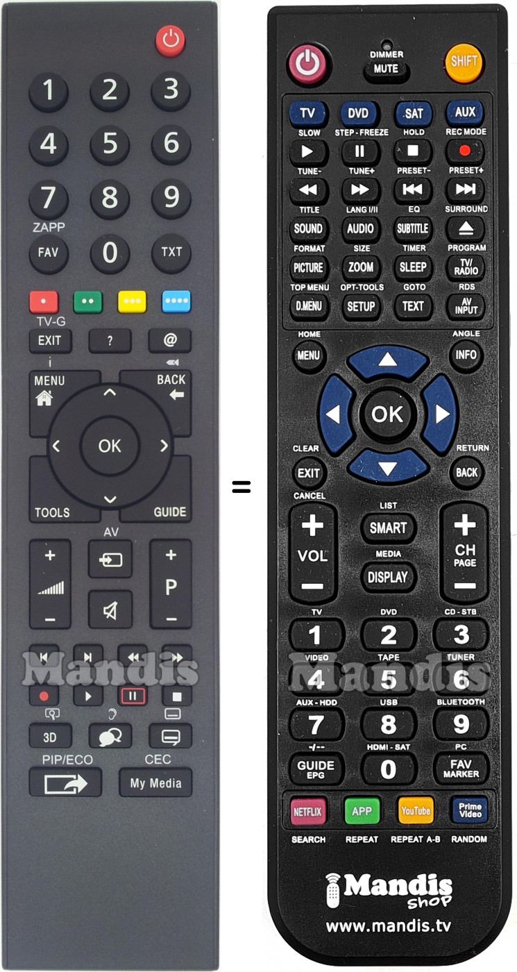 Télécommande équivalente AQP MHS187R