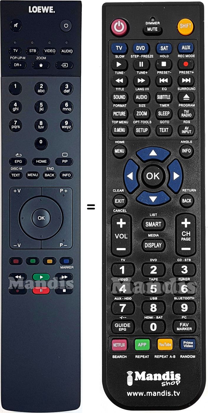 Télécommande équivalente Loewe 89900D13