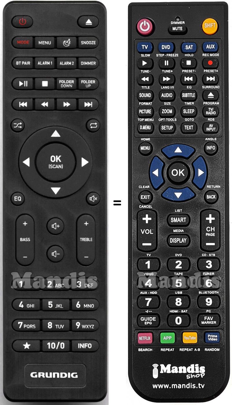 Télécommande équivalente Grundig 9178018108