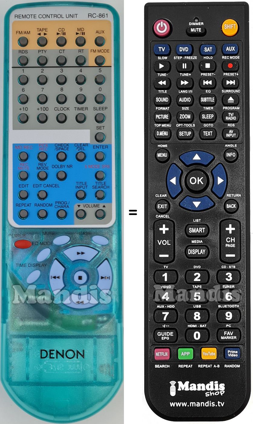Télécommande équivalente Denon RC-861